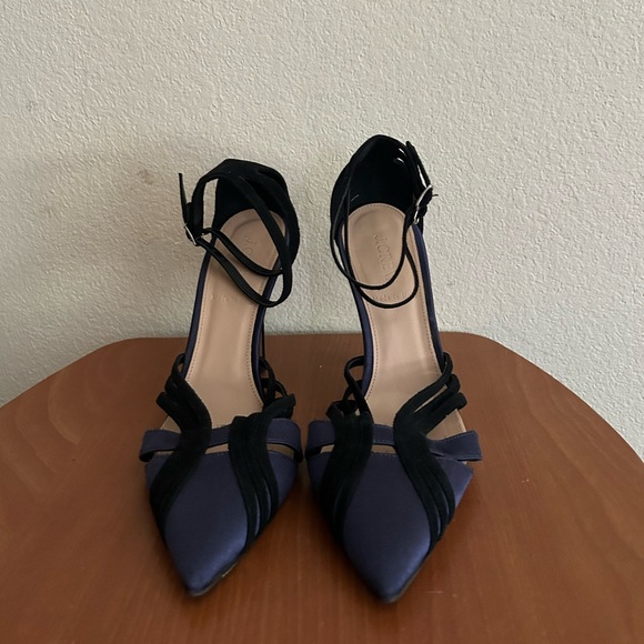 J.CREW Collection Roxie Suede Satin Ankle Strap Pumps Womens Size 8 Made in Itay - Picture 4 of 13